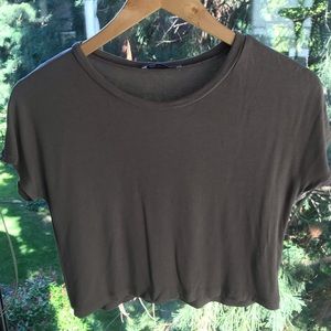 Army green crop top